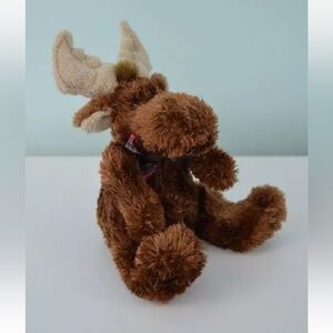 Animal Adventure Moose Plush Stuffed Animal Toy Brown Tan Red Plaid Bow Seated
